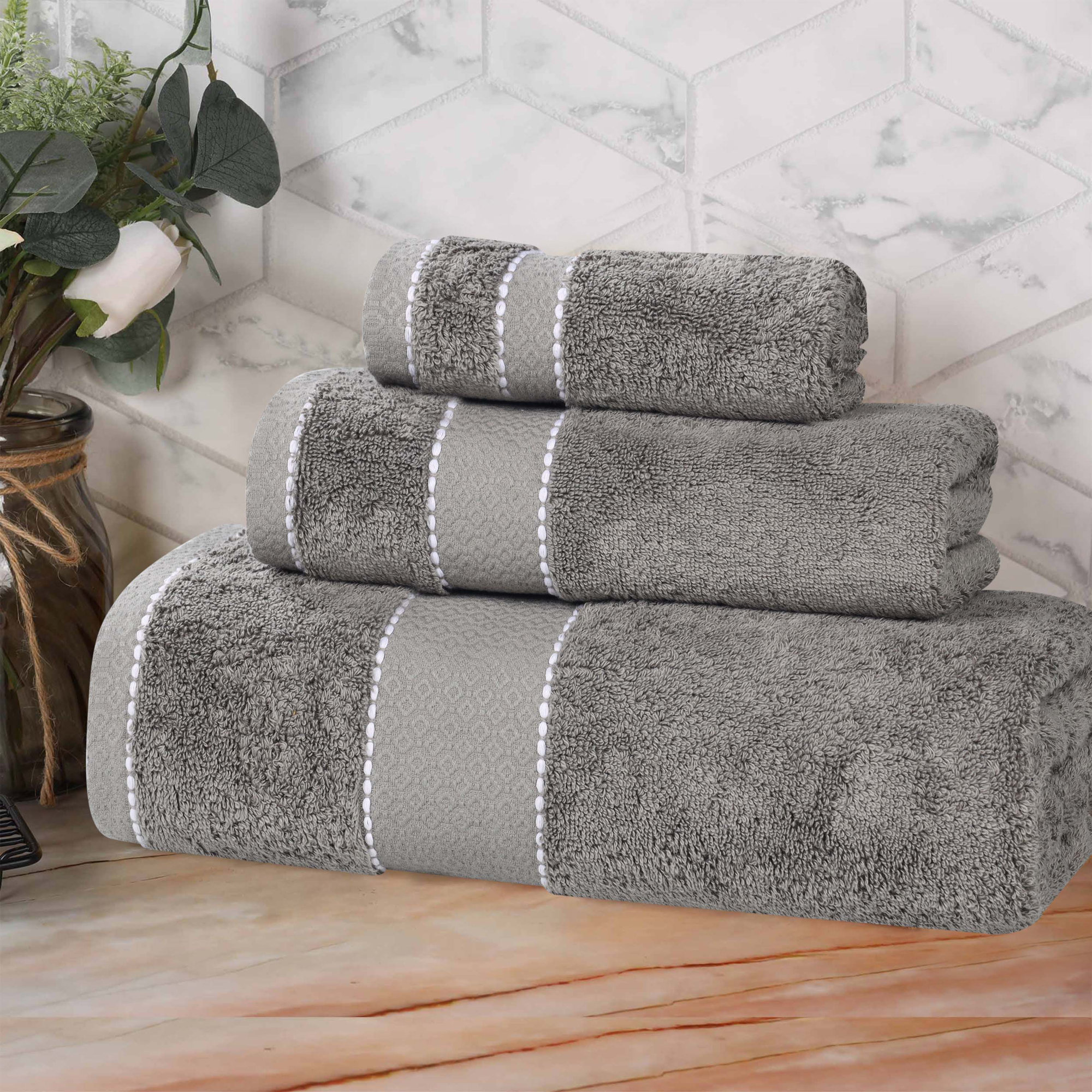 Niles 3 Piece Egyptian Giza Cotton Towel Set, Charcoal