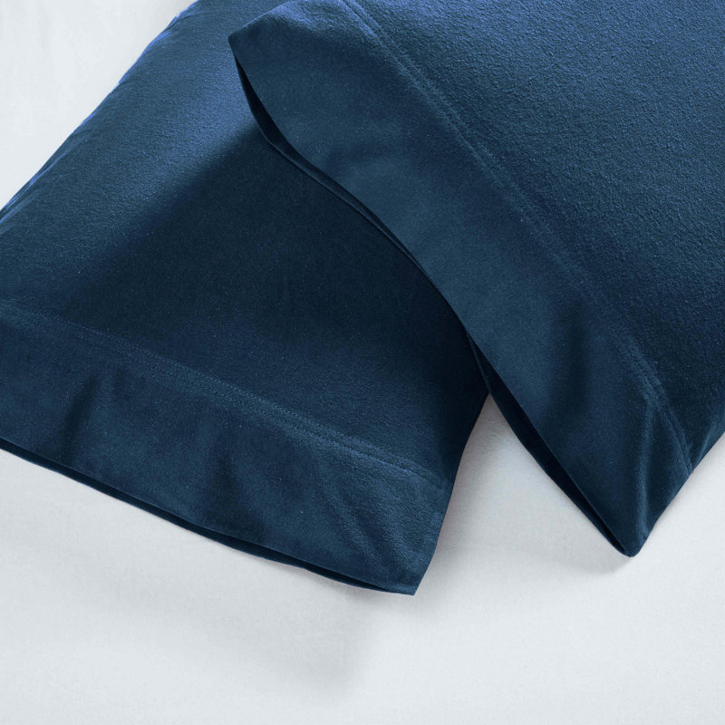 Modern All Season Solid Flannel Cotton Pillowcase, King Pillowcase, Navy Blue