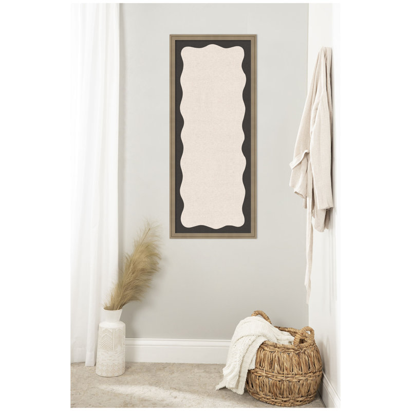 Tableau d'affichage en lin encadré en tissu, Noir / Beige, H 42 po x l 18 po x P 1,25 po, Florence brun clair
