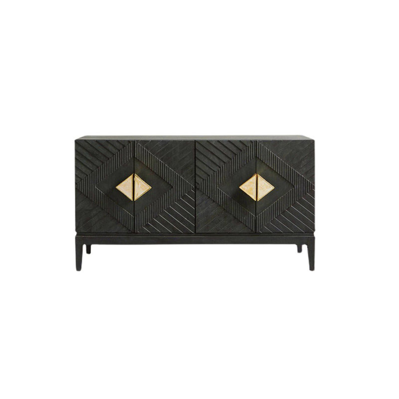 Buffet décoratif en bois massif, Noir