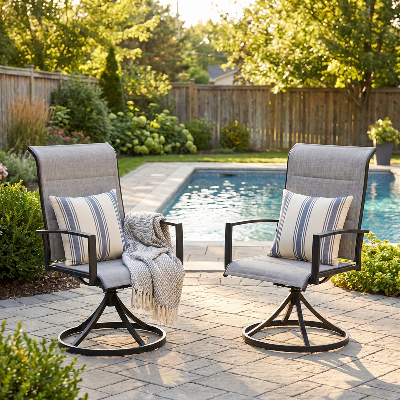 Chaises de patio rembourrées et pivotantes, Gris
