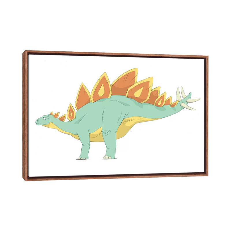 Stegosaurus, dessin au crayon avec couleur numérique par Alice Turner - impression d'art graphique, Toile avec cadre brun