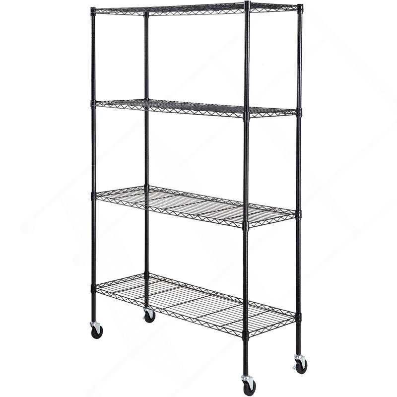 Étagère de rangement à roulettes, réglable à 4 niveaux, capacité de 700 lb, support de rangement en métal robuste pour tablettes de garage