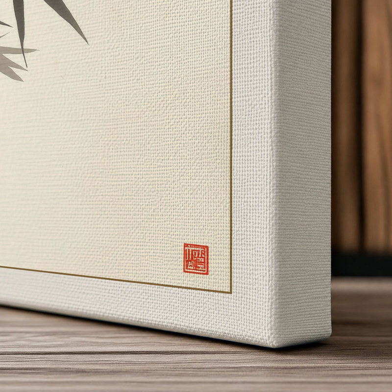 Bamboo in Ink Japandi - Wrapped Canvas, 36x24 - 91.4 x 61.0 cm, Cream Border
