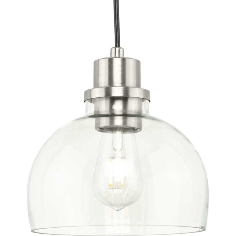 Walkerton 1 - Light Dome Pendant, Brushed Nickel, Clear