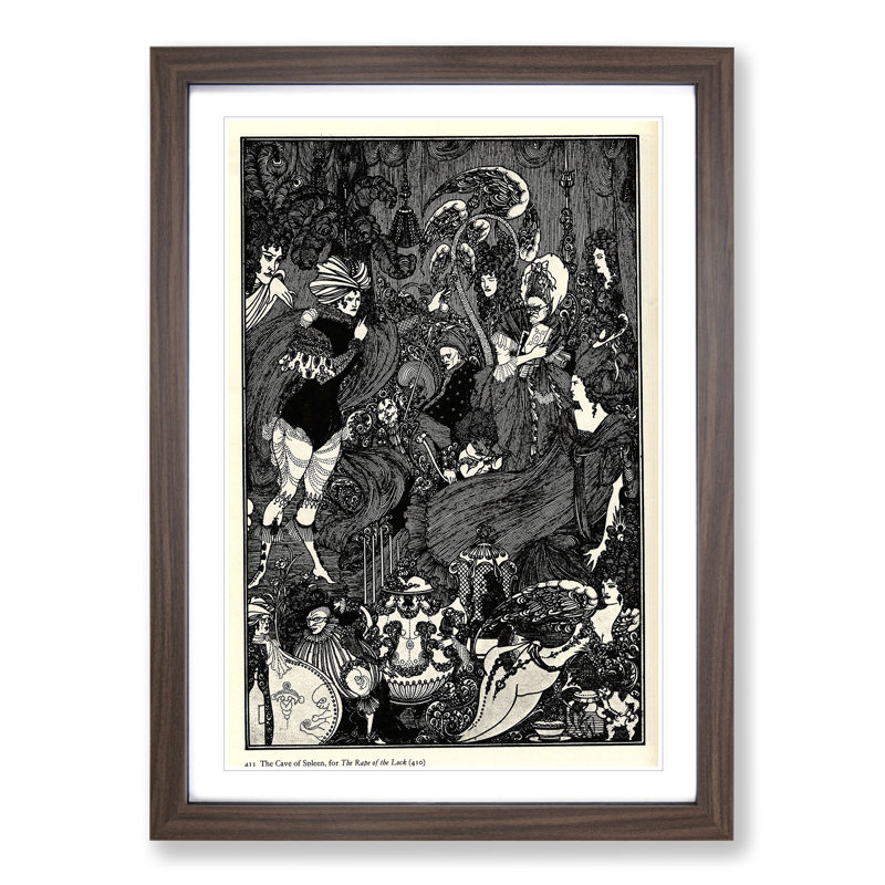 The Cave of Spleen by Aubrey Beardsley - Picture Frame Painting, 48cm H x 36cm W x 2cm D, Walnut Framed