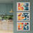 Abstract Vibrant Color Blocks " Bright Orange Mid-Century Modern Retro Shape Polygon " 3 - Pieces-100136152-100136155