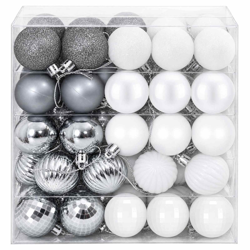 4cm Polystyrene Bauble, White, Grey