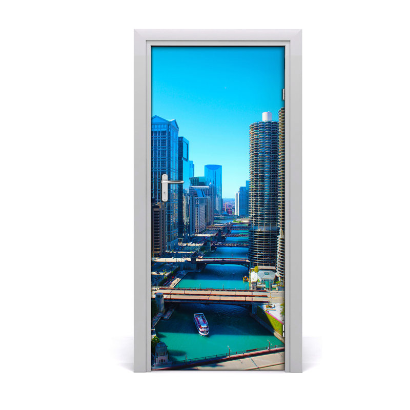 Chicago River Door Decal, 205cm H x 85cm W