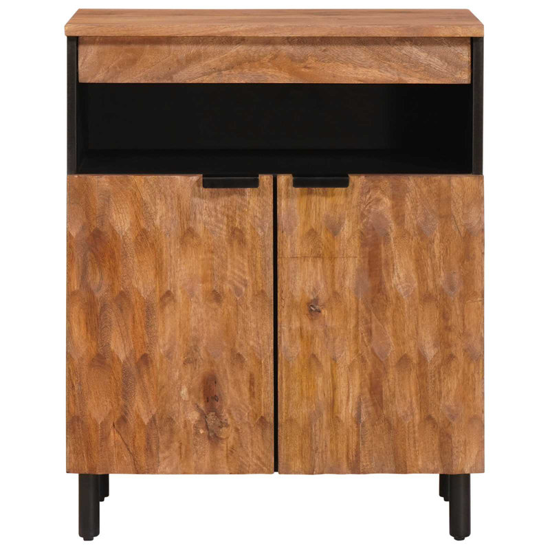 Solid Wood Standard Accent Cabinet, Black/Acacia Brown 