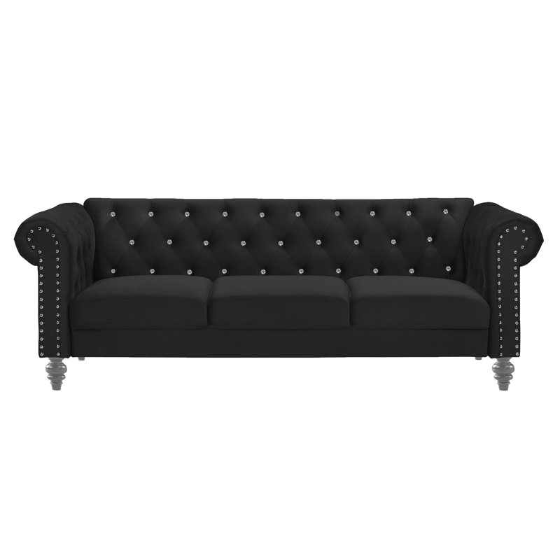 Ensemble de salon en velours Shondra, Velours noir