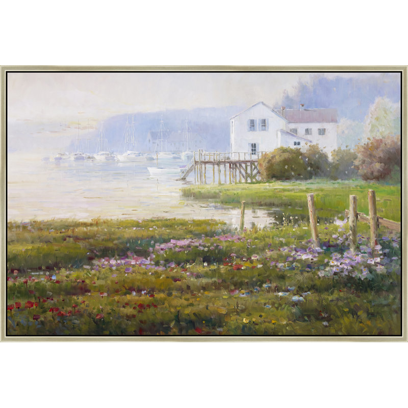 Villa By The Misty Shore Print, 32" H x 42" W, Brown