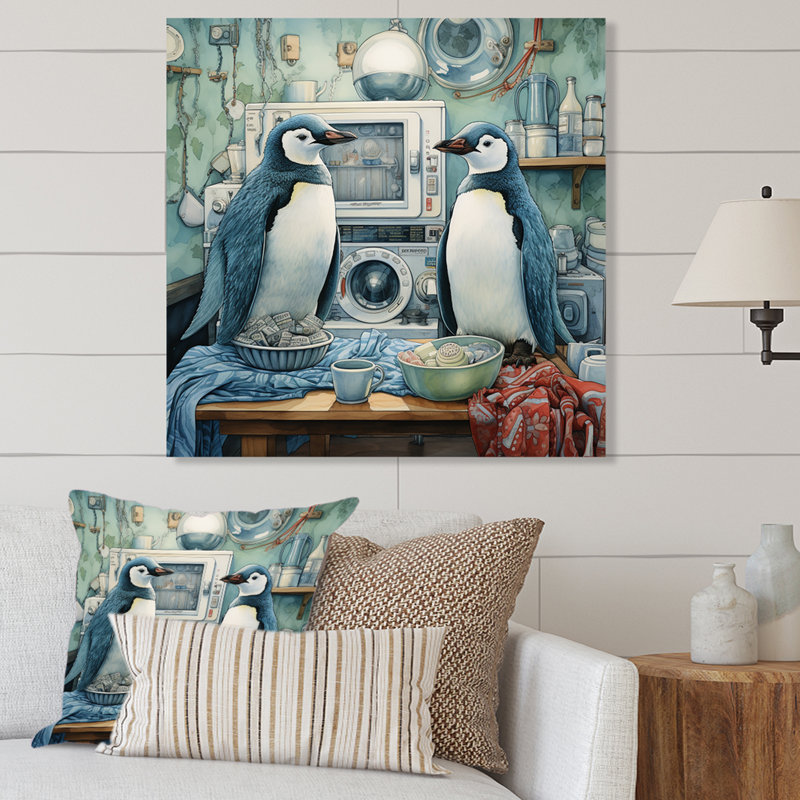Chilly Penguins Laundry Room III - Art mural en métal Laundry, H 16 po x l 16 po