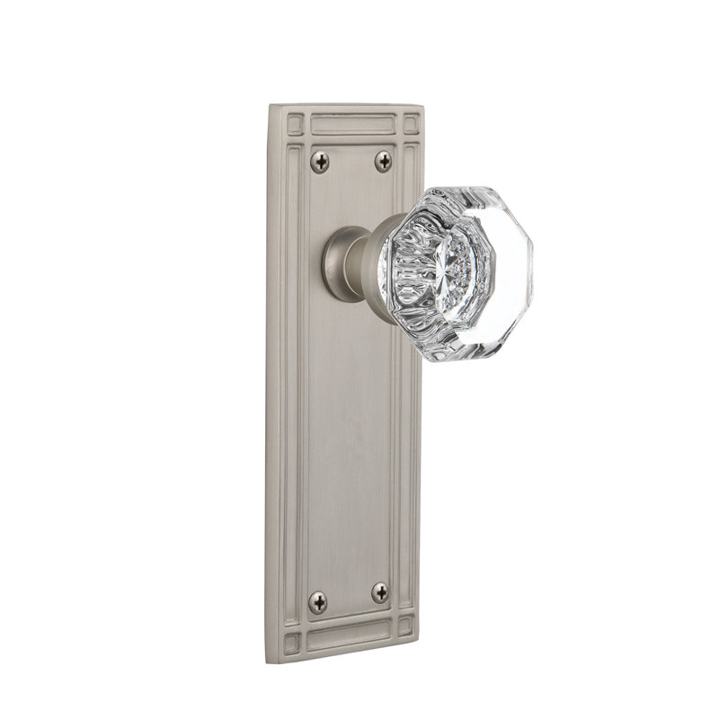 Plaque de mission avec bouton de porte Waldorf, Nickel satiné, 2-3/4"
