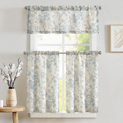 Rod Pocket Floral Kitchen Curtains