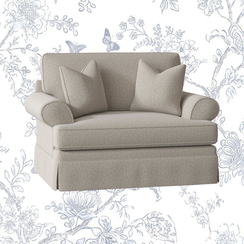 Brookner Upholstered Armchair, Drusky Linen Sustain® Basketweave