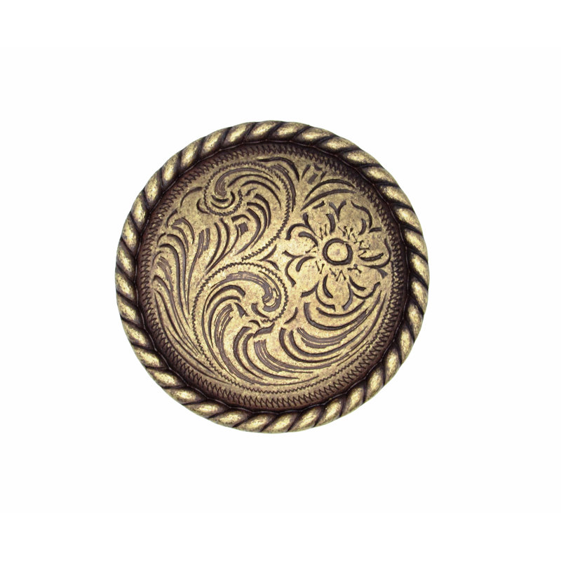 1 1/2" Diameter Mushroom Knob, Brass Ox