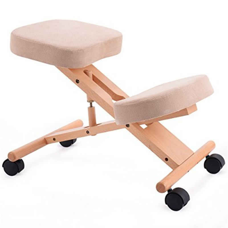Adjustable Height Ergonomic Kneeling Chair Wheels, Beige