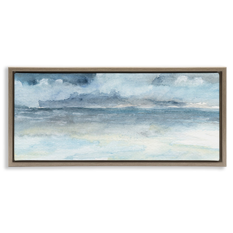 Abstrait vagues océaniques nuageuses, Cadre flottant orme Montalcino, H 11 po x l 25 po