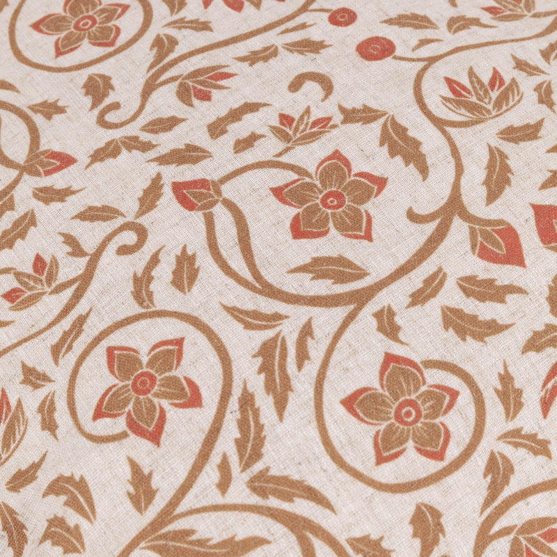 Floral Square Pillow Cover, Light Mocha