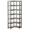 Grande bibliothèque d'angle à 7 niveaux 79,53 ", bibliothèque de rangement en bois et métal gris pour le bureau à domicile