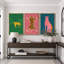 «Preppy Bright», «Pop Vibrant Bold Green Pink Blue Art, Chic Leopard Tiger», images murales colorées, 3 pièces encadrées, impression numérique sur toile, impression numérique sur toile giclée-91874667-91874677