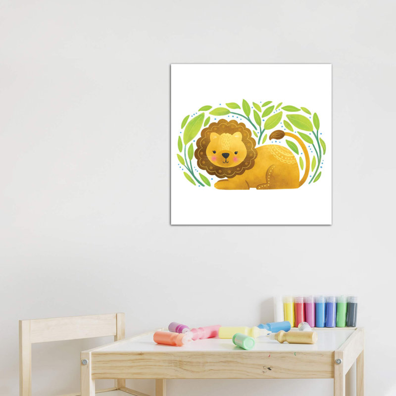 Safari Cuties Lion - impression d'art graphique, H 12 po x l 12 po x P 1,5 po, Toile tendue