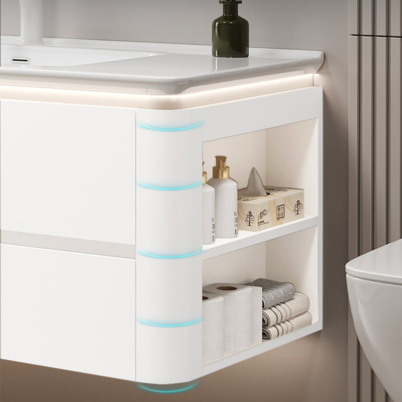 Modern and simple cream style bathroom cabinet