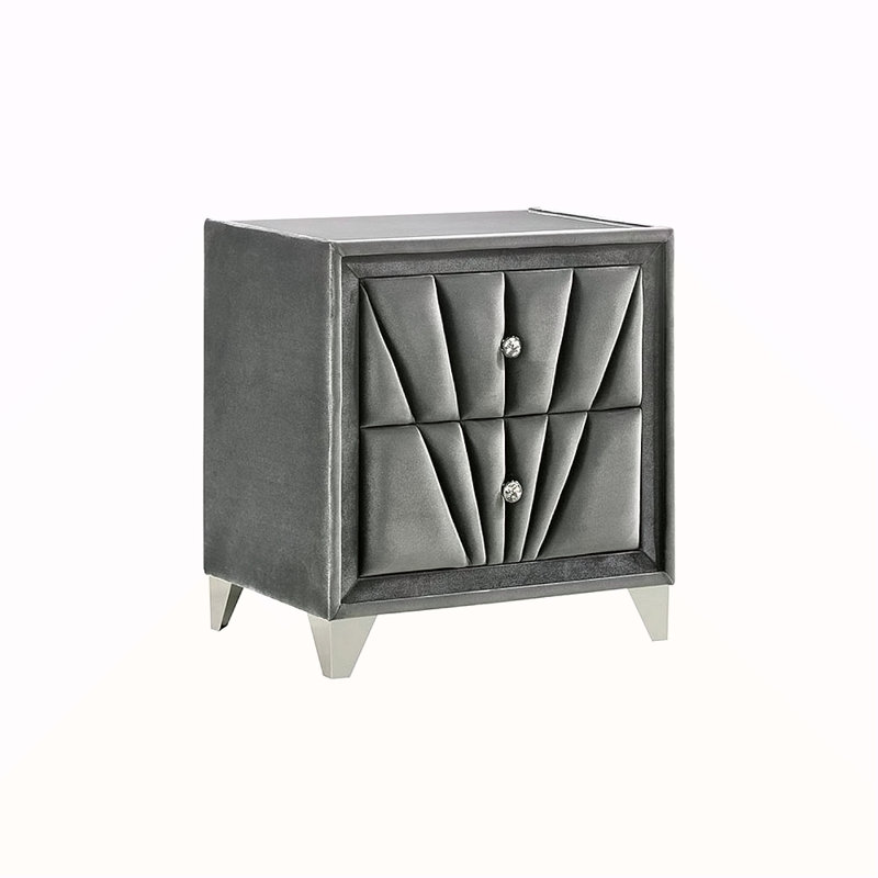 Table de chevet rembourrée en tissu avec 2 tiroirs