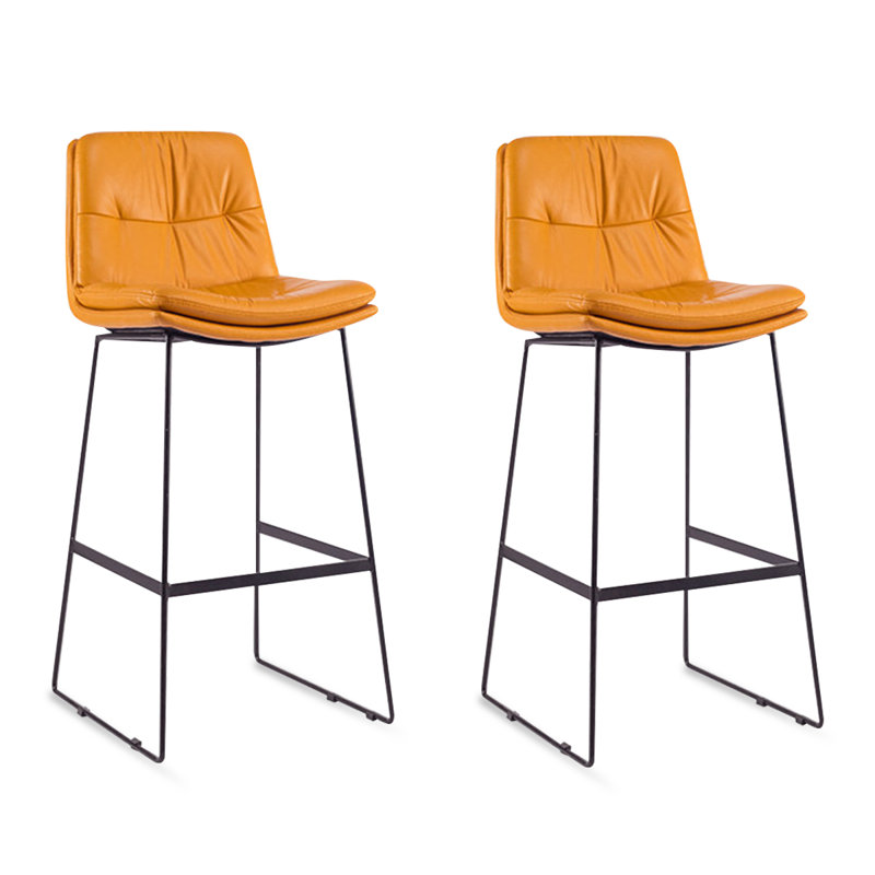 Orange Solid back side Chair(Set of 2), Orange, 37.60"