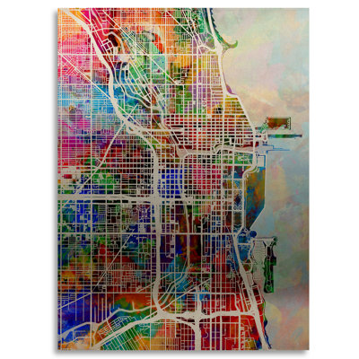 « chicago street map ii », impression sur métal