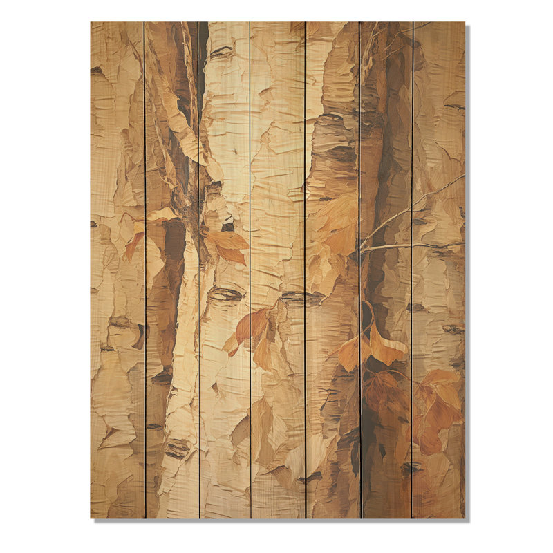 Brown Tree Bark Essence III - Arbre sur bois, H 20 po x l 10 po