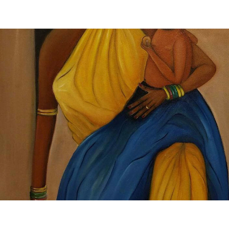 Mère Santhal | Huile sur toile | Par Jolly Sharma