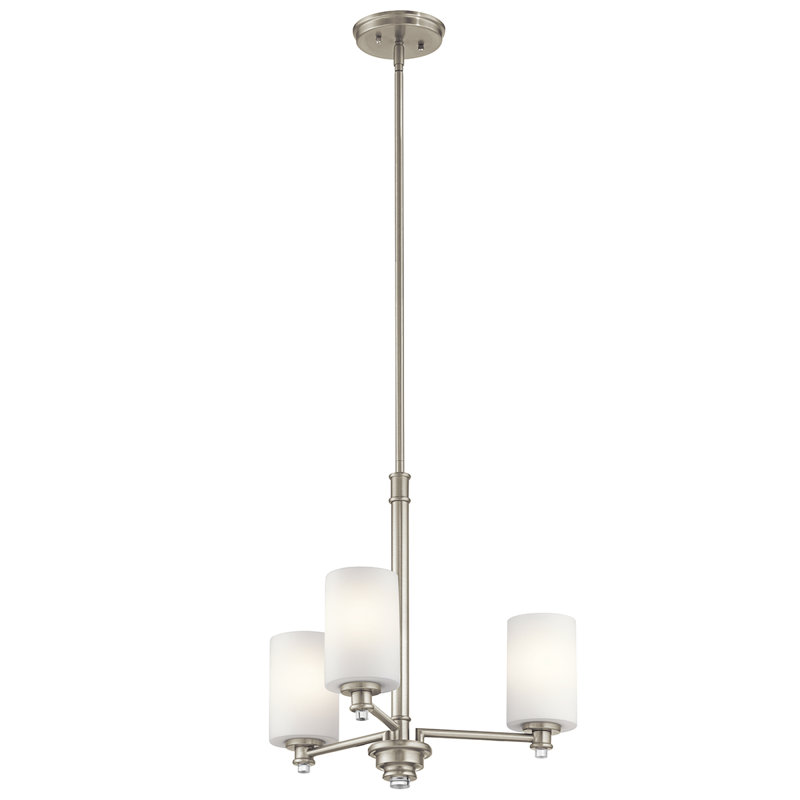 Lustre classique / traditionnel à 3 lumières Joelson, Nickel brossé