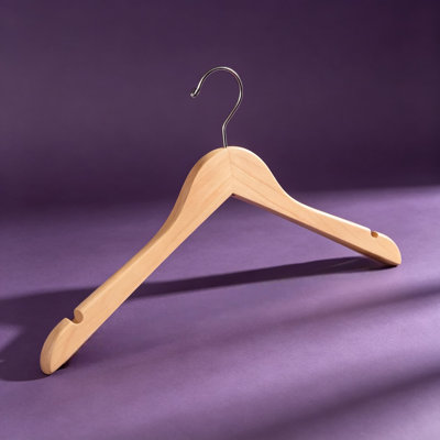 Cintres en bois naturel de première qualité pour manteaux et robes - Paquet de 10 cintres Slimline avec épaules profilées et crochet pivotant à 360 ° pour économiser de l'espace