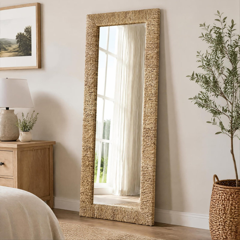 Miroir rectangulaire tissé à la main, 64" H x 22" W