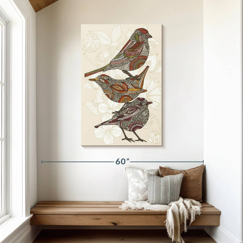 Trois petits oiseaux en ronce, H 45 po x l 30 po