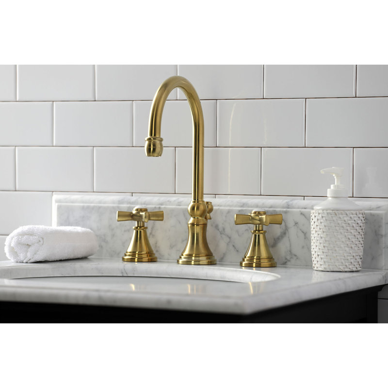 Robinet pour salle de bain Millennium, Laiton brossé, Flat-Prong Cross Lever