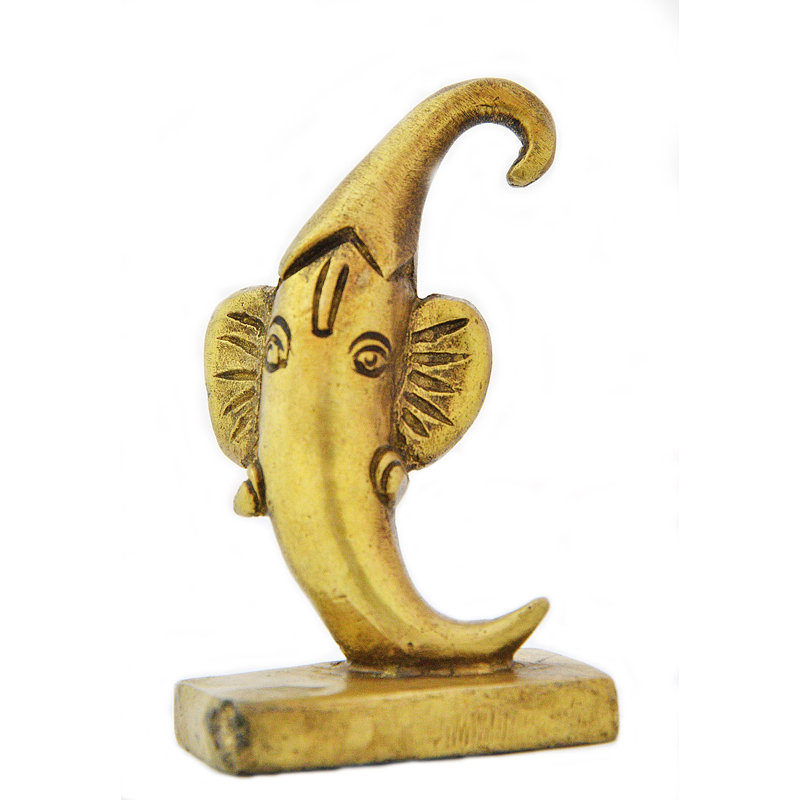 Idole de 3 po Chanes Ganesha en laiton fabriquée à la main - divinité indou unique symbole sacré, décor de protection spirituelle de bureau compact, petit centre de table d'autel de temple