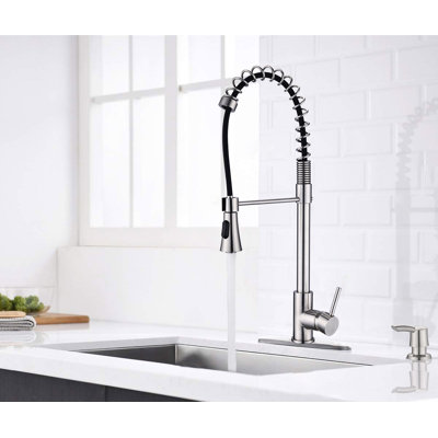 Robinet de cuisine à ressort à poignée simple avec accessoires
