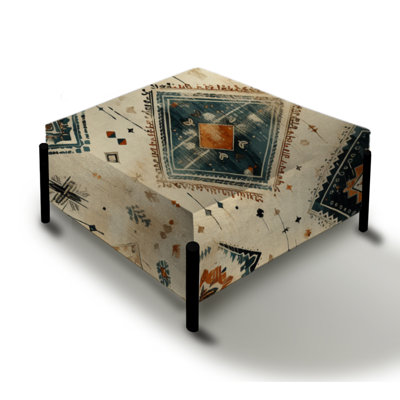 Beige Vintage Nomad Ii Boho Pattern - Geometric Large Square Ottoman