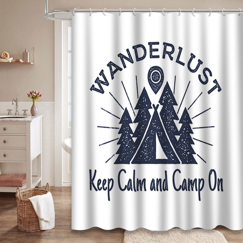 Rideau de douche avec 12 crochets Wanderlust, L 72 po x l 78 po