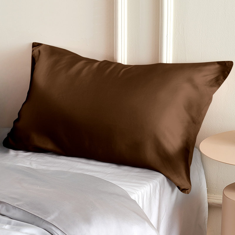 Zippered Natural Mulberry Silk Pillowcase, Both Side 19 Momme Silk Pillow Case for Hair and Skin - NTBAY, Queen, Brown