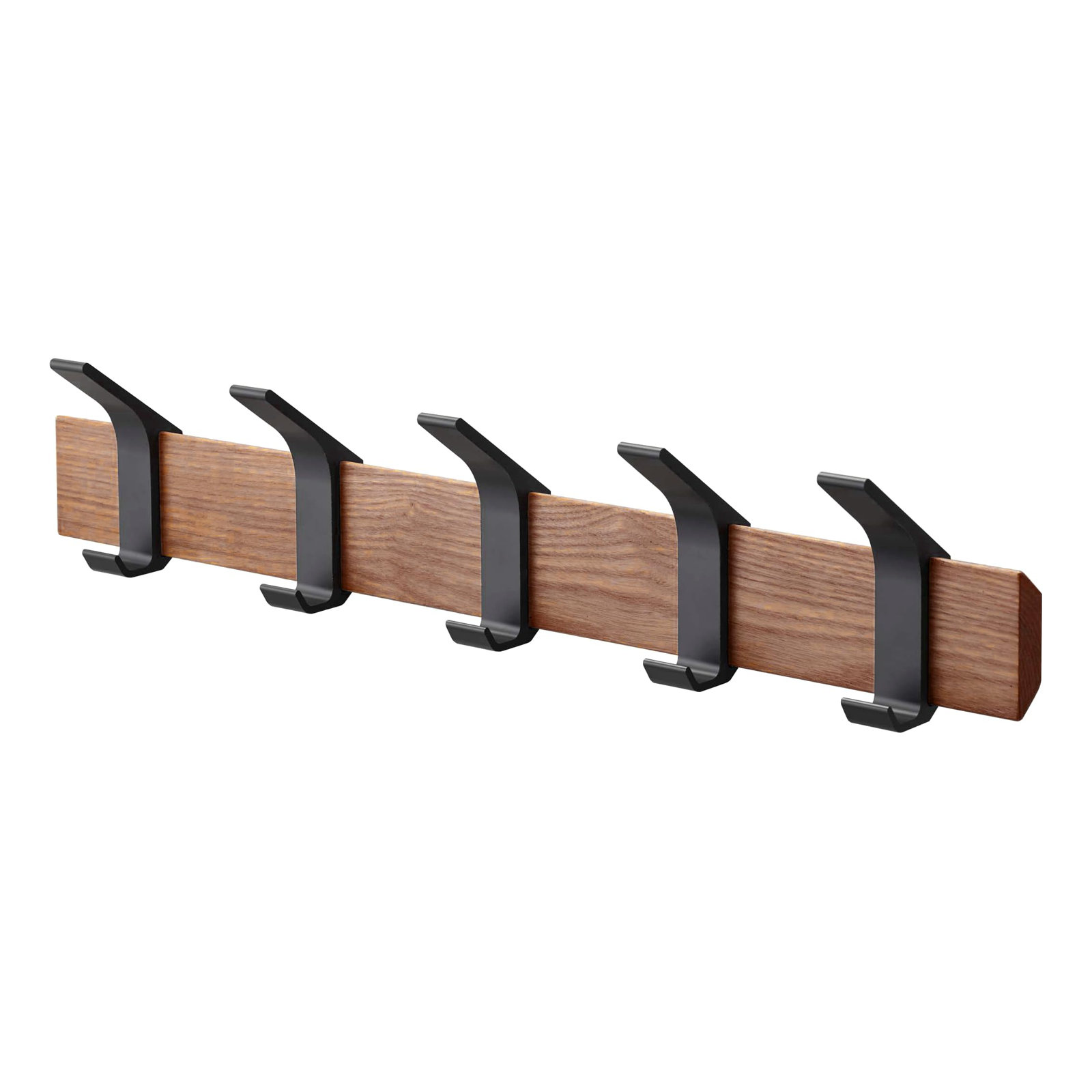 Yamazaki Home Wood and Steel Wall-Mounted Coat Rack, Walnut