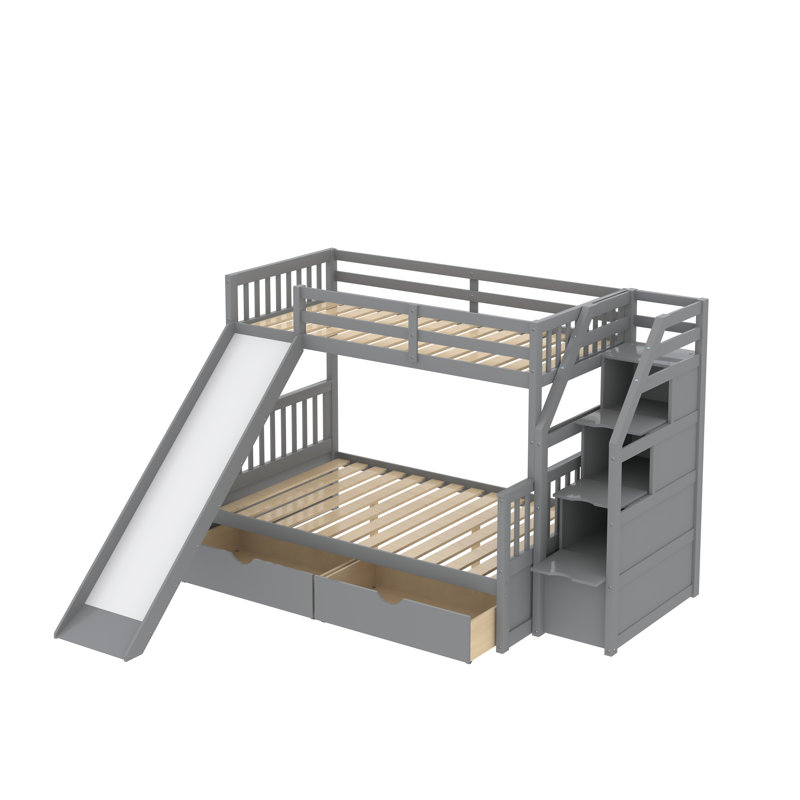 Gurubaksh Kids Twin Over Full Bunk Bed, Gray