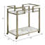 Chariot de service en verre transparent Neilo, plateau en faux marbre et laiton
