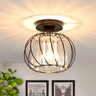 Crystal Chandelier Ceiling Light,Modern Small Flush Mount Ceiling Light,E27 Metal Ceiling Lamp For Kitchen Hallway Dining Rooms Living Rooms