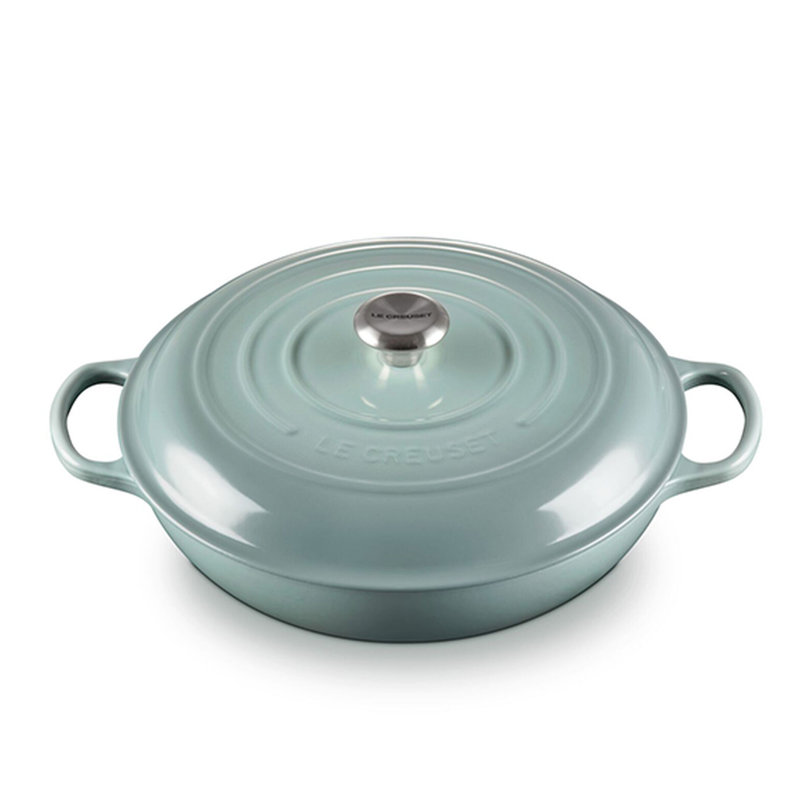 Le Creuset Signature Enameled Cast Iron Braiser with Lid, 5 quarts, Sea Salt