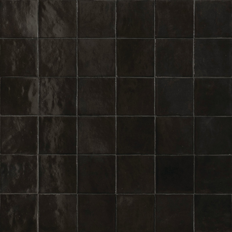 Itona Tile 4" x 4" Ceramic Concrete Look Wall Tile, Carbone