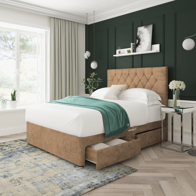 Divan Bed Base, 26 Drawers, Stone, Kingsize (5')